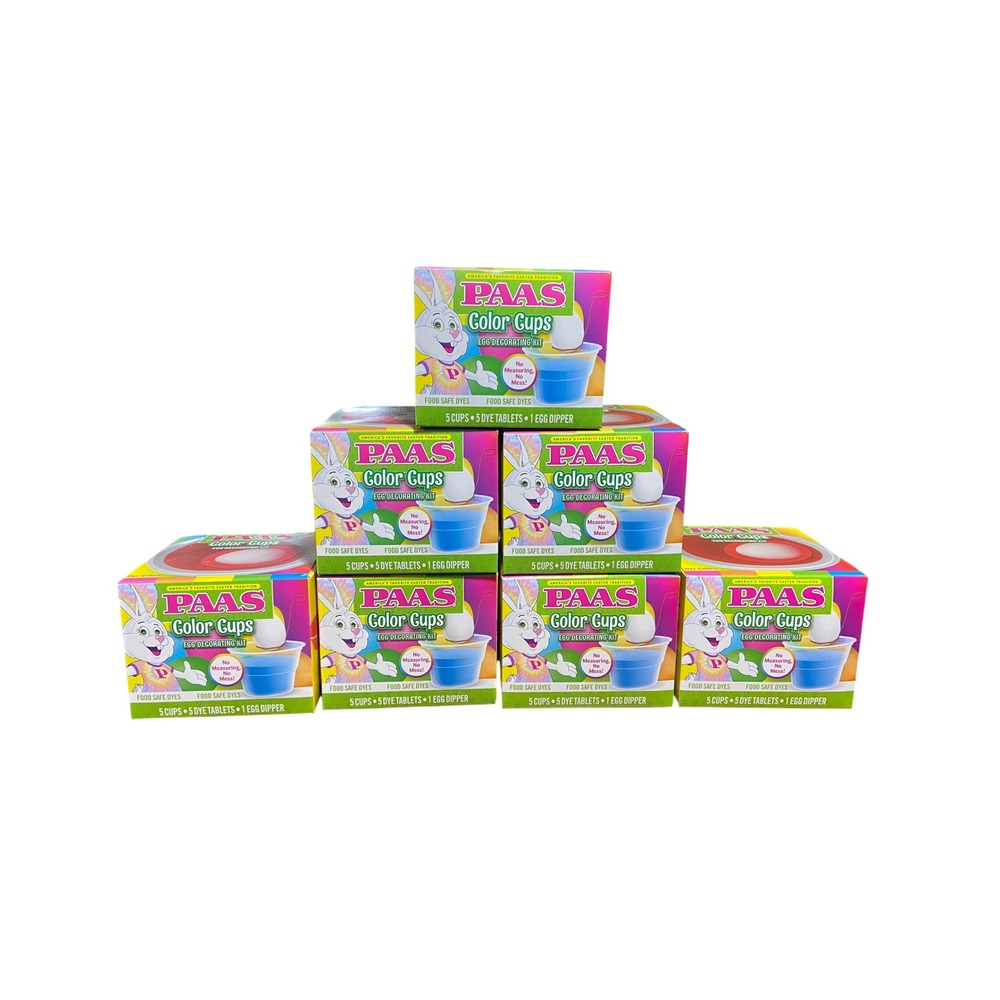 PAAS Color Cups Egg Decorating Kit Lot of 7 Food Safe Dye Tablets Cups Dipper